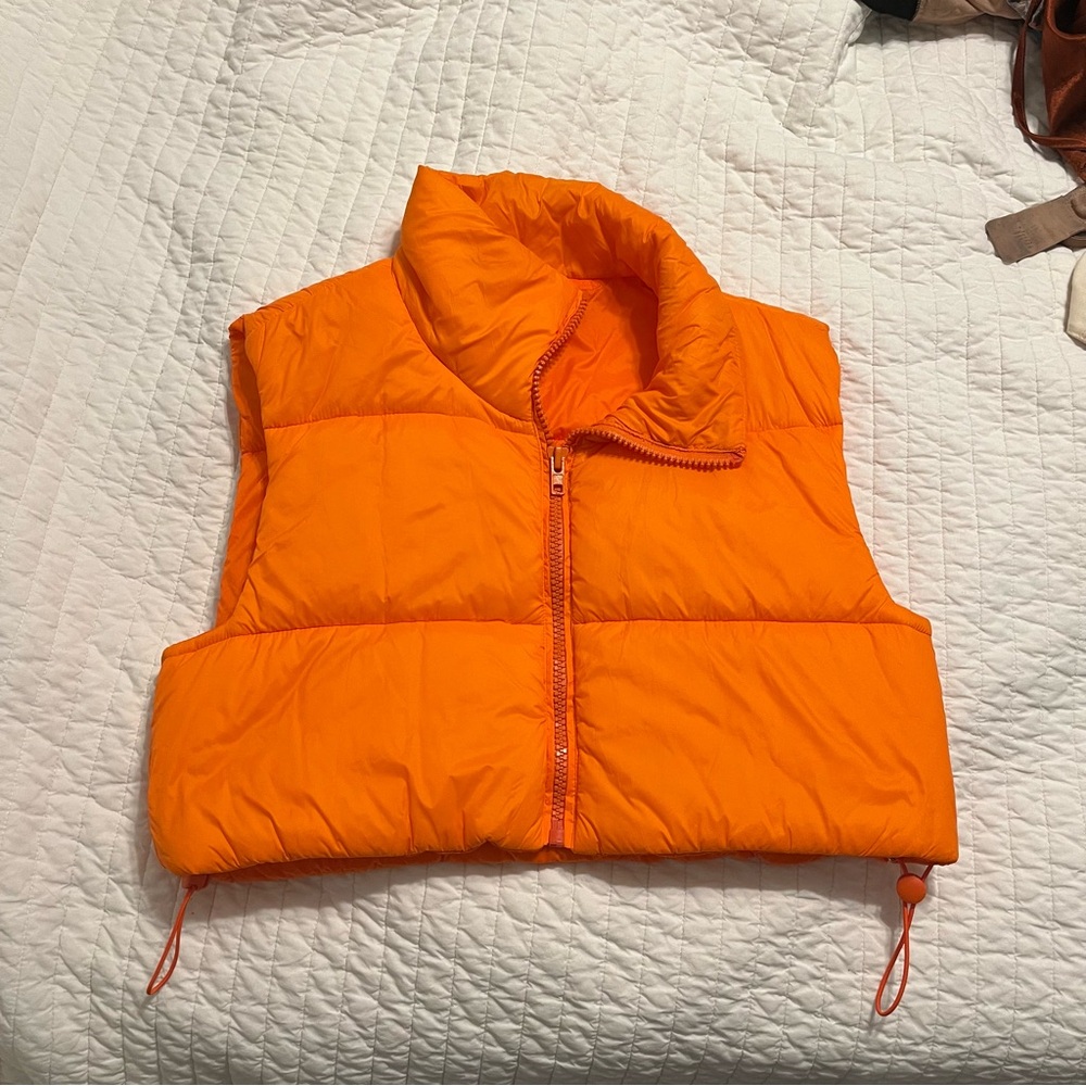 Better Be Bold Cropped Orange Puffer Vest